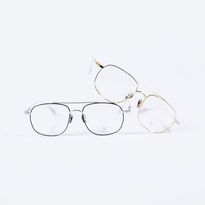 Knouun Square titanium glasses CODE. 102. G Black N Gray