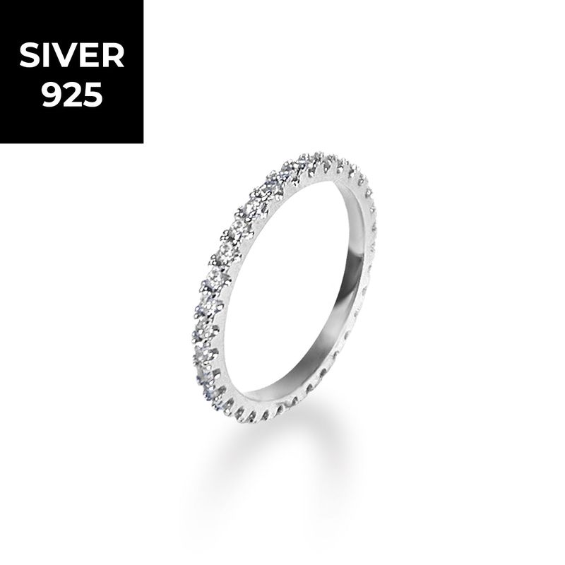 [S925] 2MM Prong Setting Tennis Ring (silver)