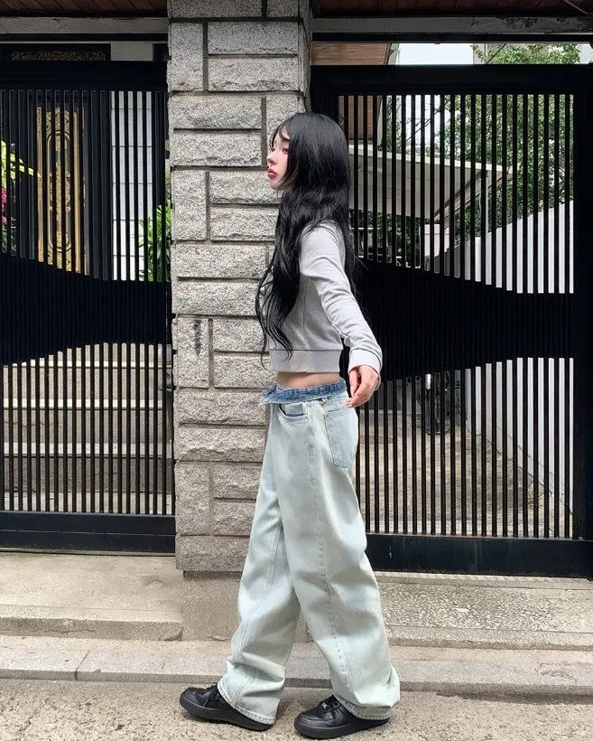 Delf Ice Washed Wide Denim Pants