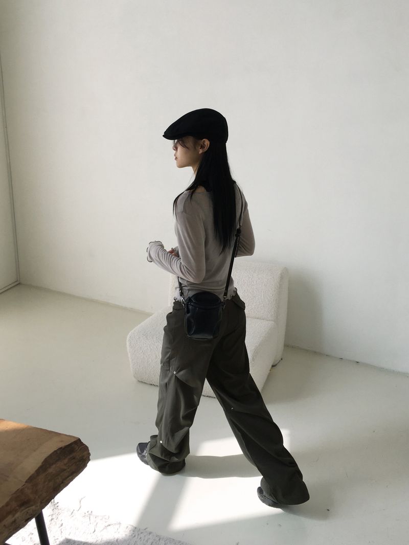 Haas Rivet Pintuck Cotton Wide Pants