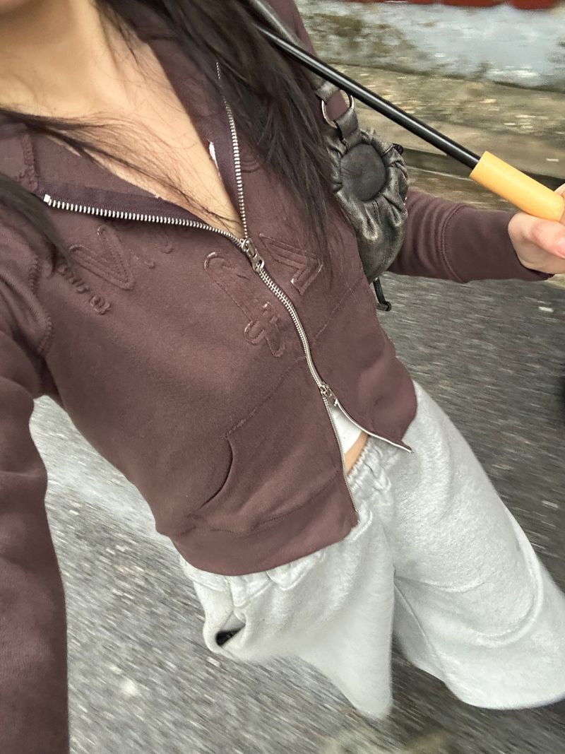 Negative small fit hood zip up 