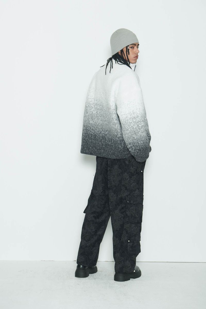 Grey Gradation Sherpa Fur Jacket