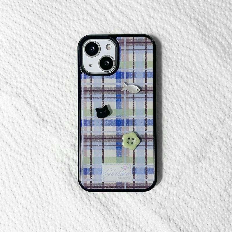 [MADE][Epoxy Bumper Case] Drawing Vintage Button Case ⋆ Dust Blue