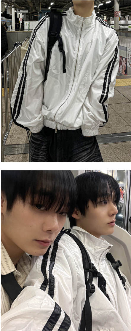 glossy track windbreaker