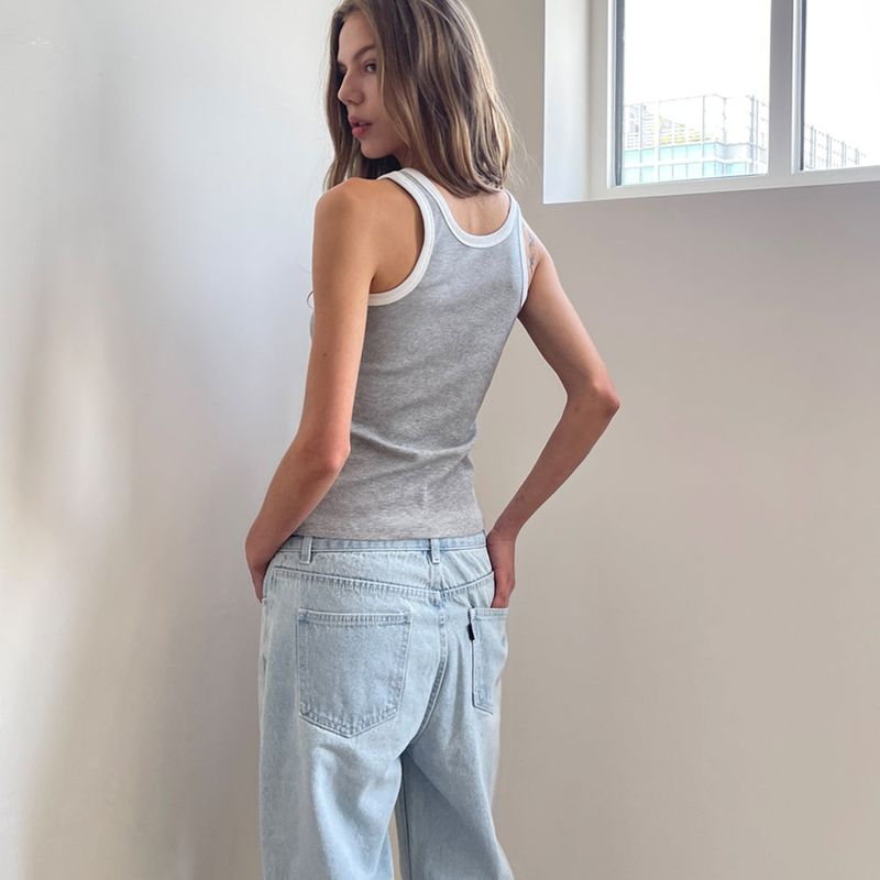 Ringer Cotton Sleeveless_Melange Gray