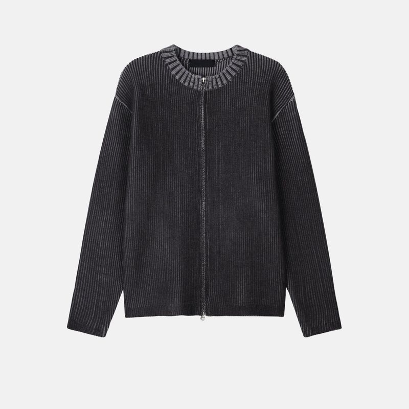 Fog lip zip-up knitwear