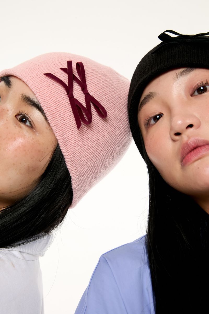 MINI RIBBON BEANIE / PINK