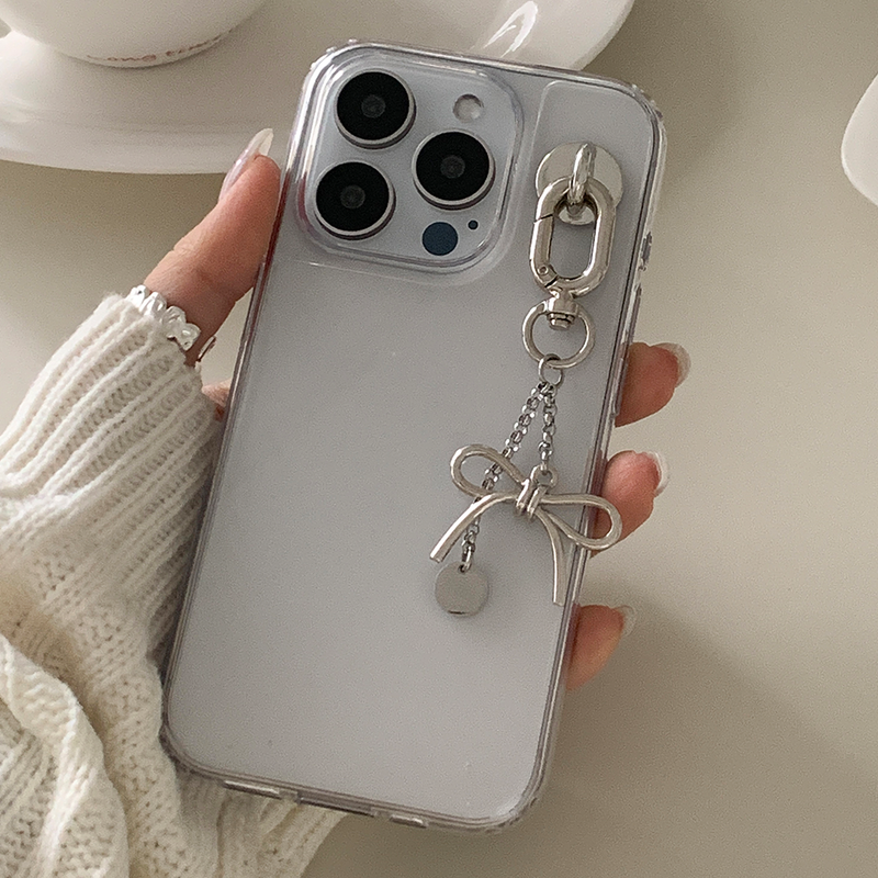[handmade] mini silver ribbon logo keyring