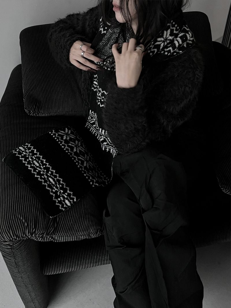 winter jacquard contrast muffler (4color)