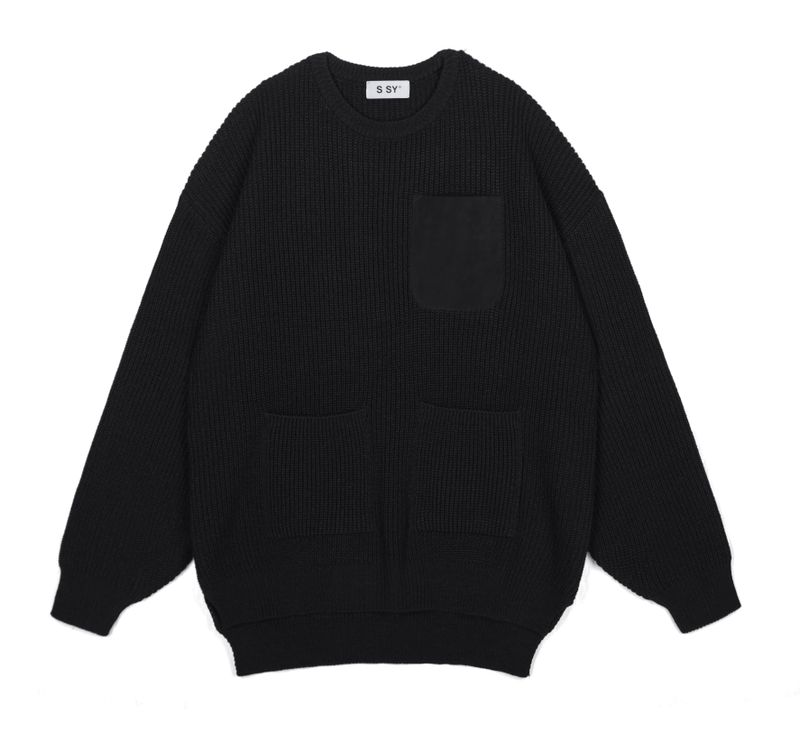 3 pocket loose fit knit black