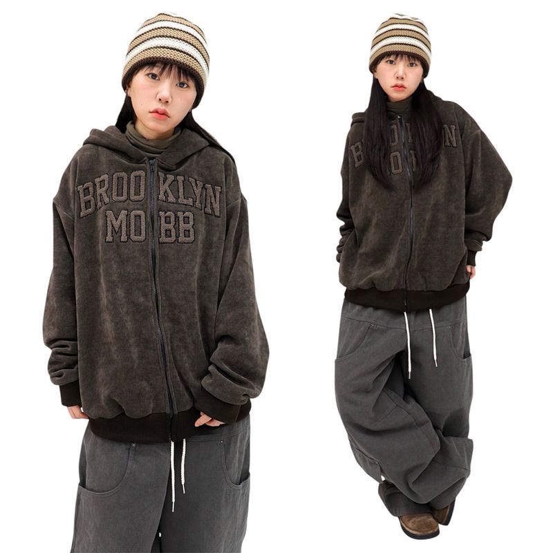 HundoP(ハンドピー)の「Oversized Sherpa-Lined Corduroy Hooded Zip-Up(Tops)」