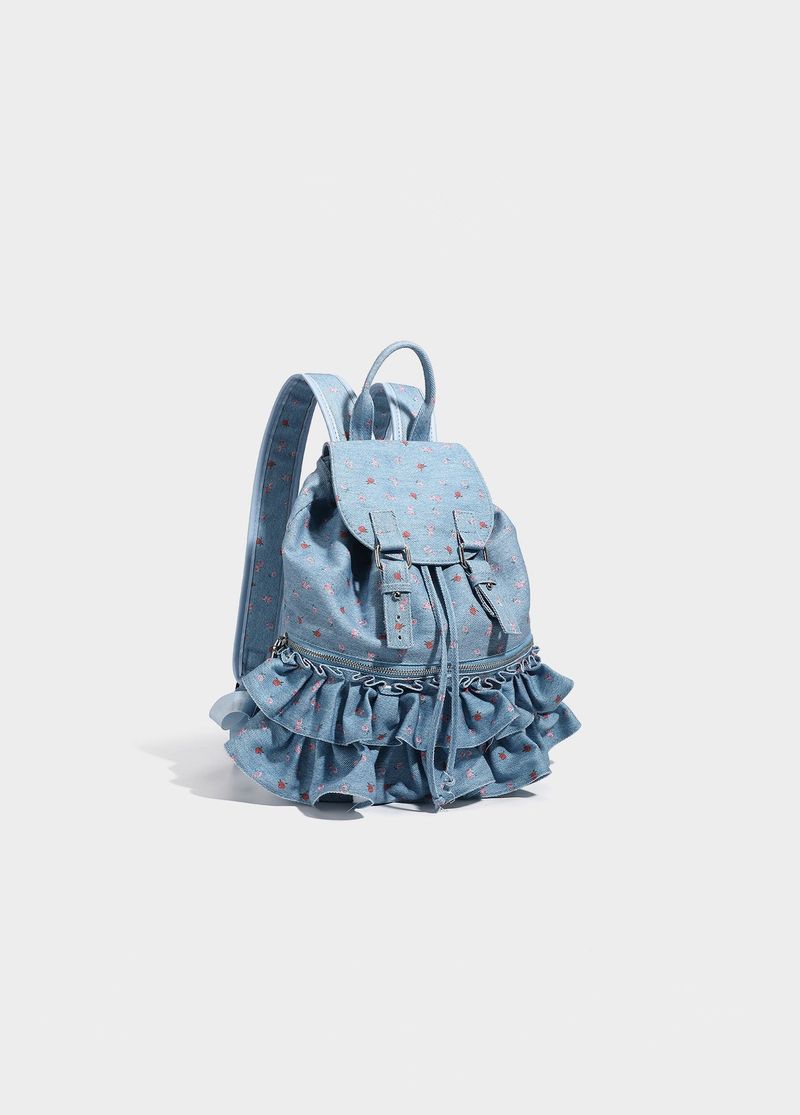 French Dot Lace Backpack - Large Capacity Schoolbag & Picnic Backpack