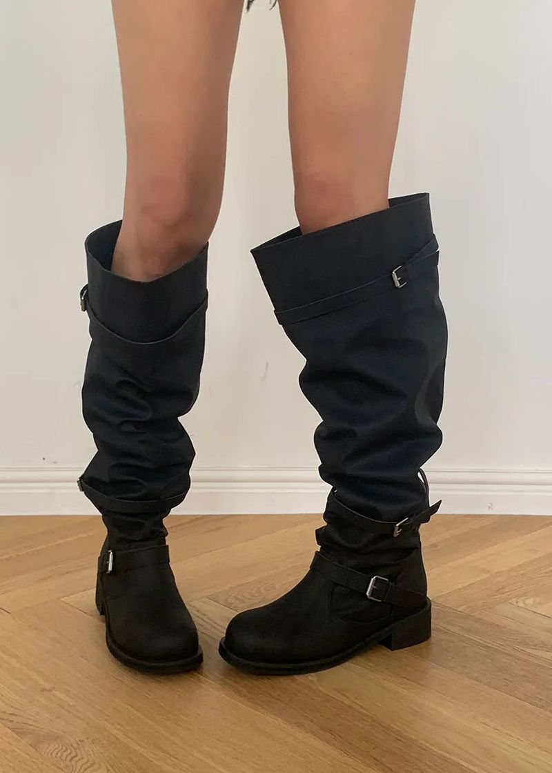 SHIRRING BELT LOOSE BOOTS (2color)