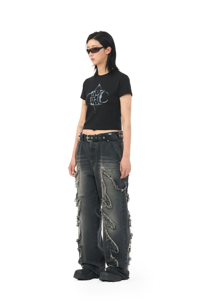 FLAME STAGE PANTS - WASHED BLACK