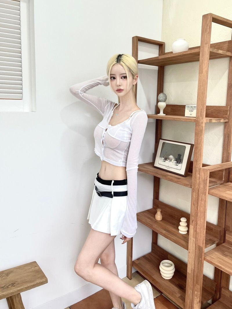 1303. Bralette layered button T (3color)