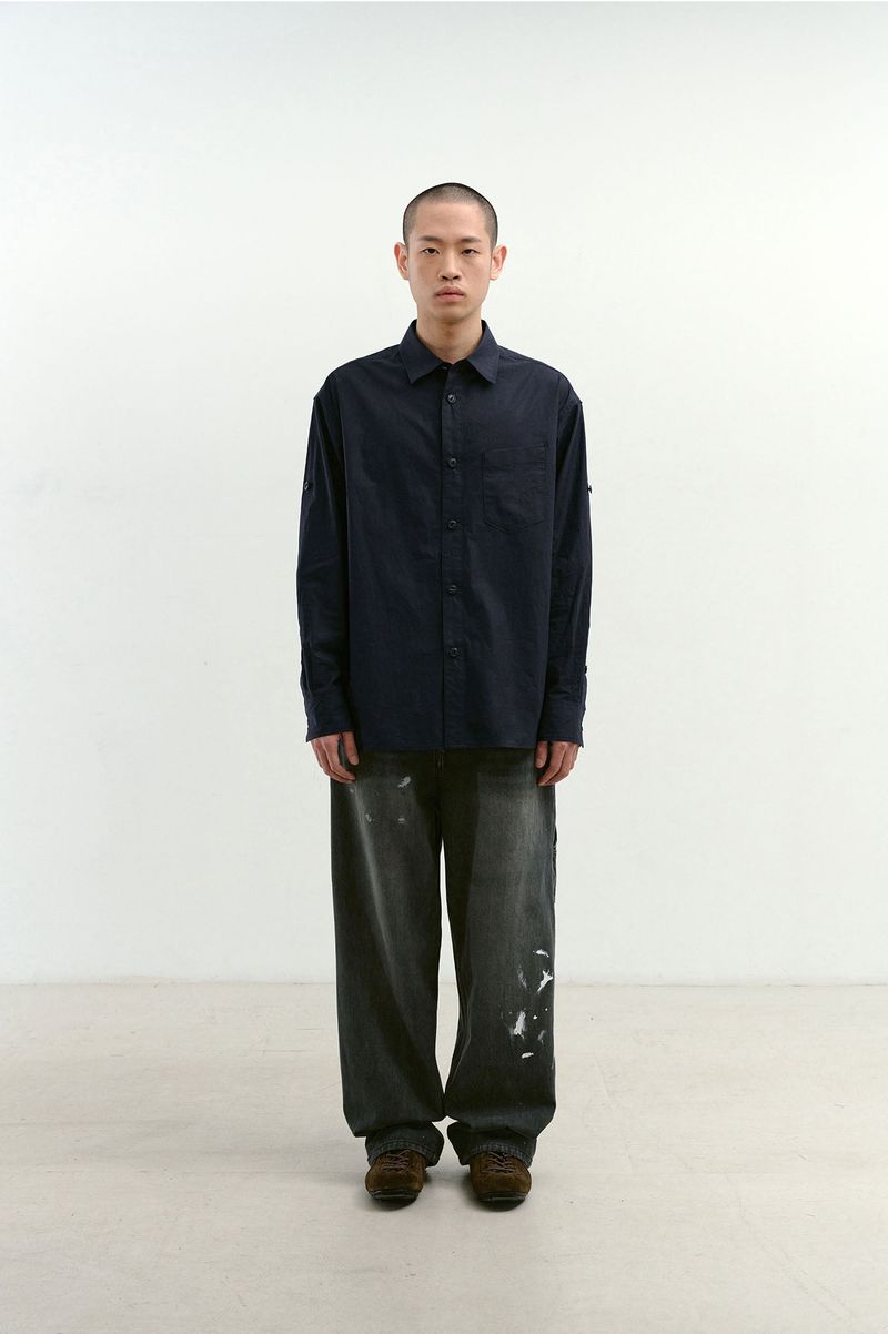 Aged Splatter Carpenter Denim Pants(Washed Black)
