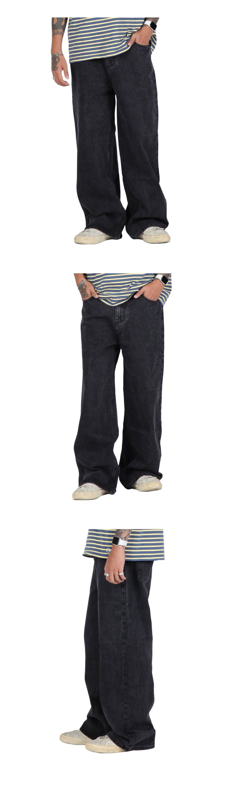 Basic Wide Denim Pants - 3COLOR