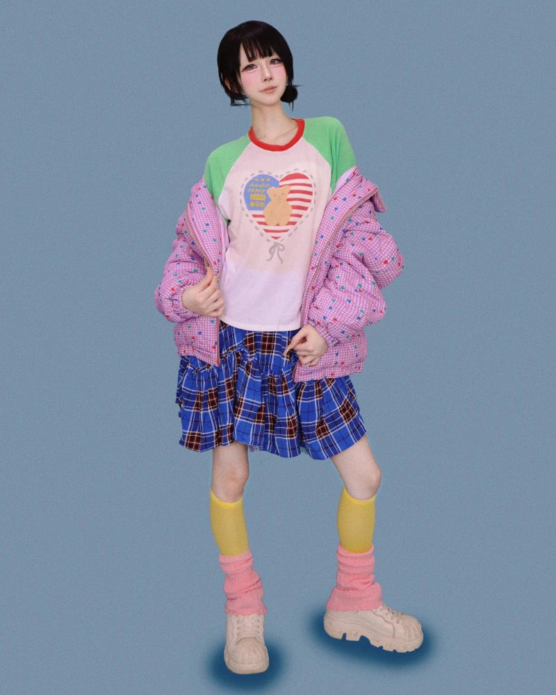 matilda blue check skirt (속바지)
