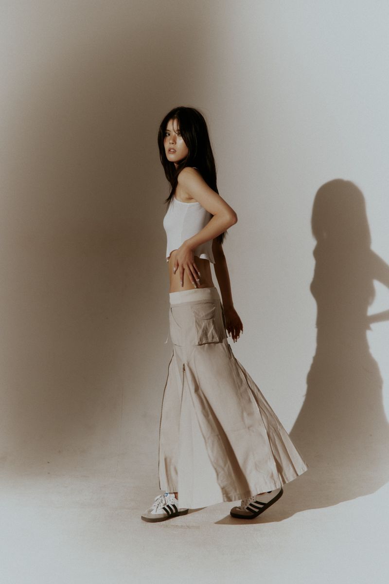 07 ZIP WASHED SKIRT IVORY