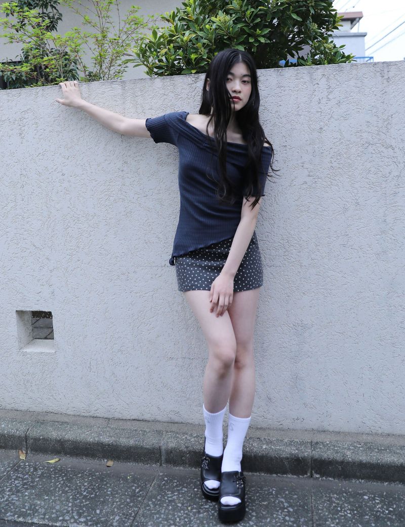 PIGMENT STAR MINI SKIRT(CHARCOAL)