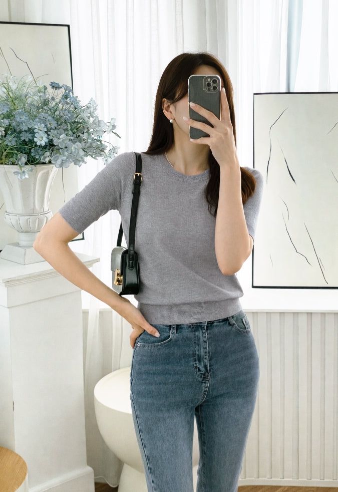 iam mari（アイアム マリ）の「Today Round Basic Short Sleeve Knit（Tops）」