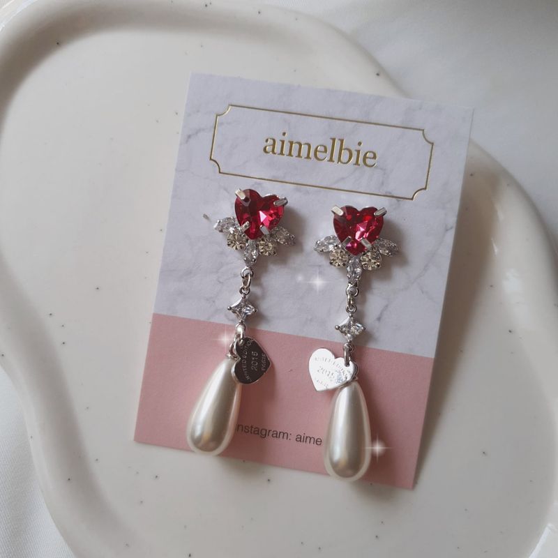 Heart Jewel Longdrop Piercing - Rosepink