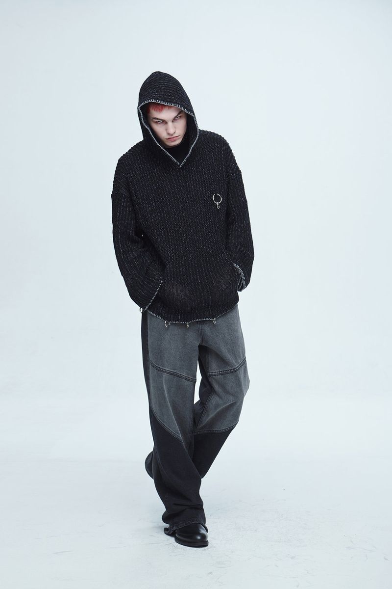 Hyper Brush Washing Wide Denim Pants Black
