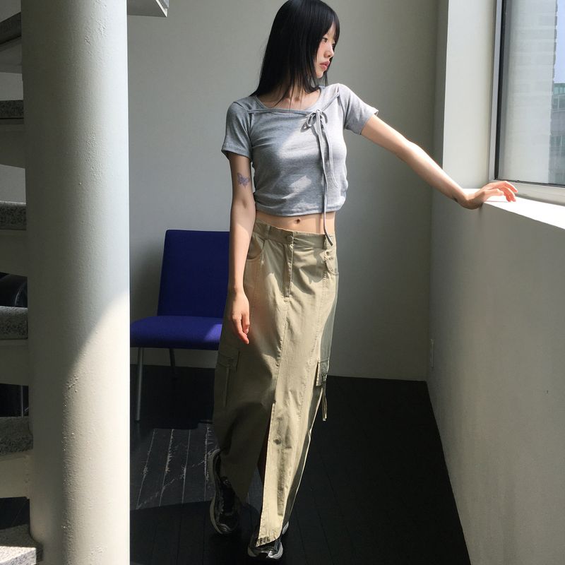 Botto cargo pocket slit long skirt