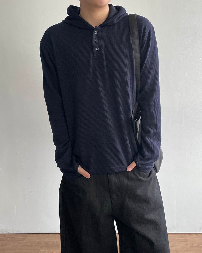 IDF（アイディーエフ）の「Polz Rib Henley Hoodie（Tops）」