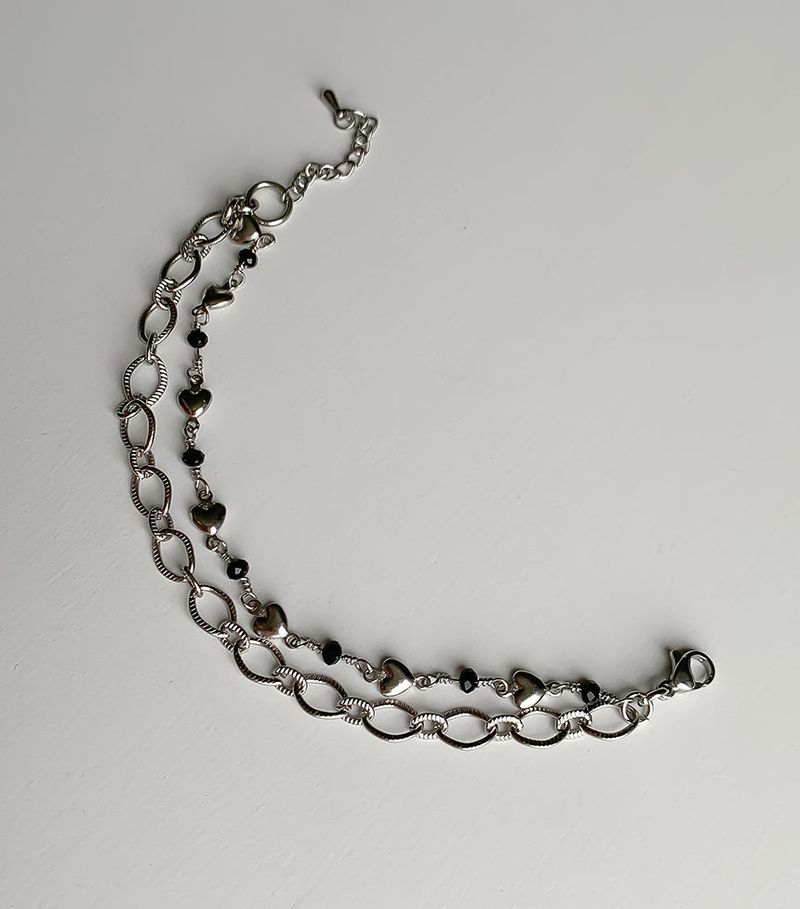 Layered heart chain bracelet
