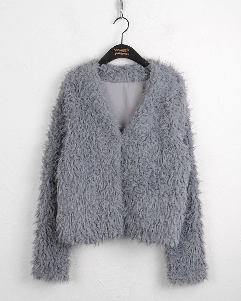 Aroki bubble pearl button fur jacket