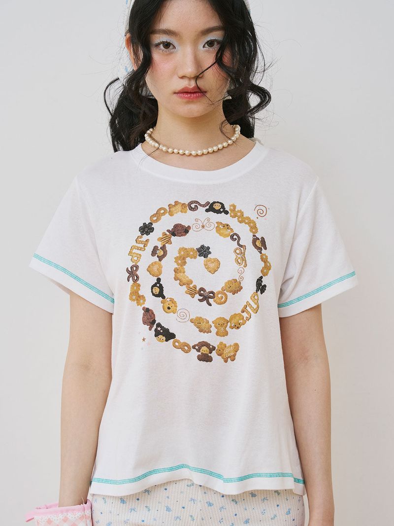 JELLYPLEASE（ジェリープリーズ）の「Cookie tshirt | short sleeves tshirt with real cookie print（Tops）」