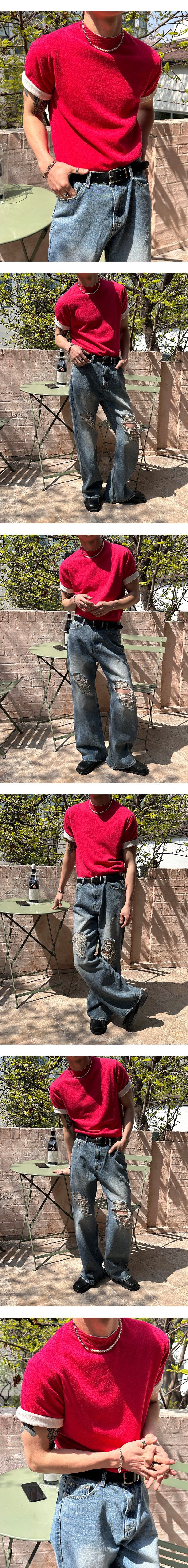 [Unisex] Tin washing boots cut denim pants