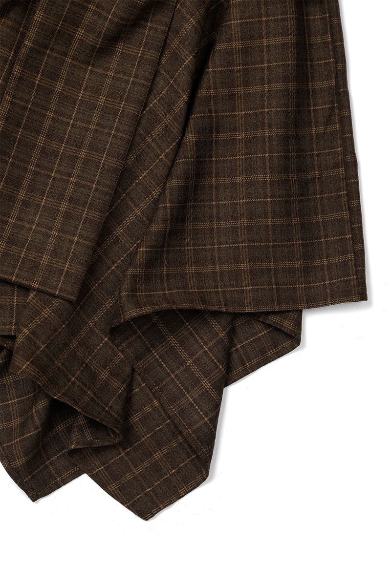 Wave check skirt_brown