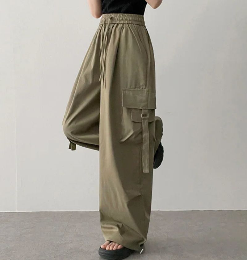 Send-banding two-pocket cargo wide pants