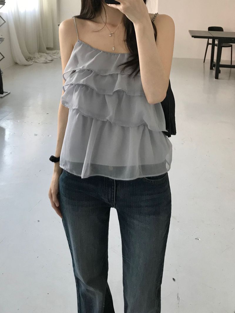 See-through frill bustier (2 colors)