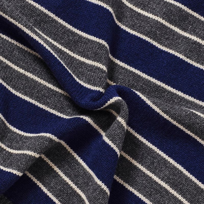 CASHEMERE WOOL BLENDED STRIPE KNIT PULL OVER_NAVY