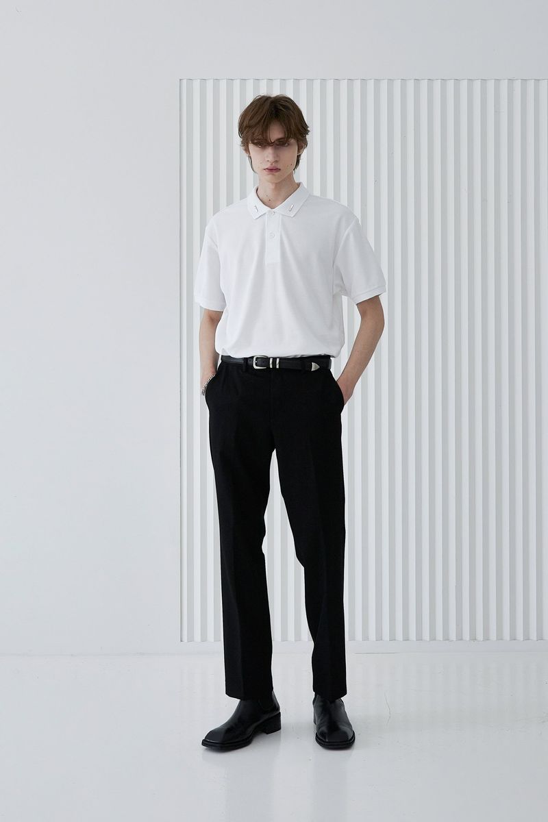 COLLAR IRON TIP PIQUE T-SHIRT WHITE