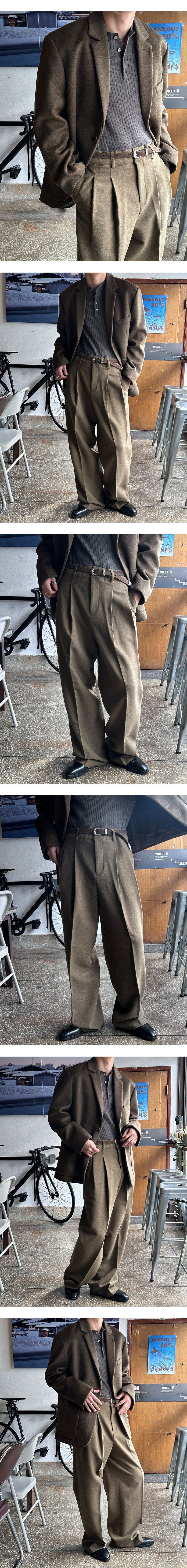 [F/W] Blend two tuck wool slacks(2color)