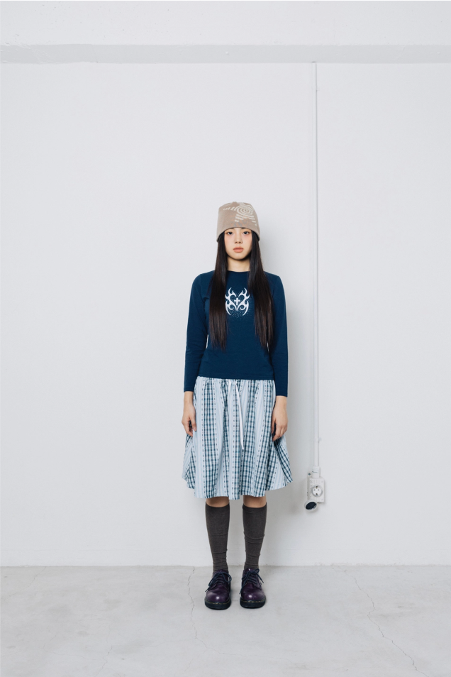 Check Twister Star Skirt - Stripe Light Blue