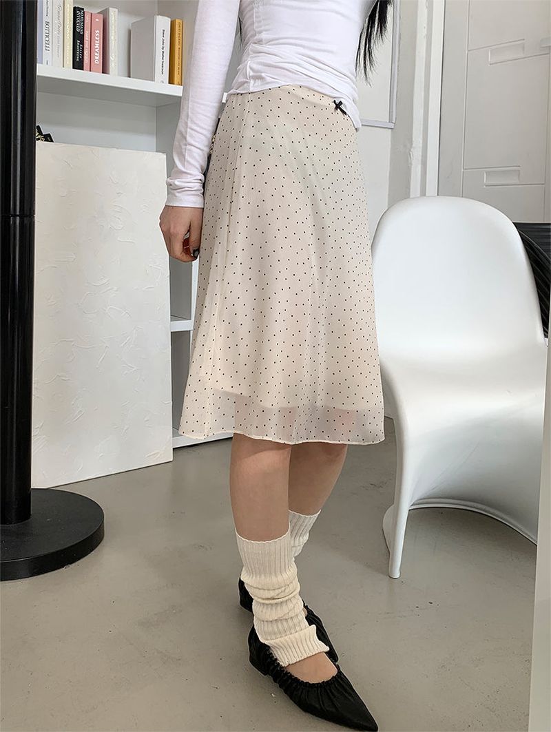 DOT MIDI CHIFFON SKIRT (2C)