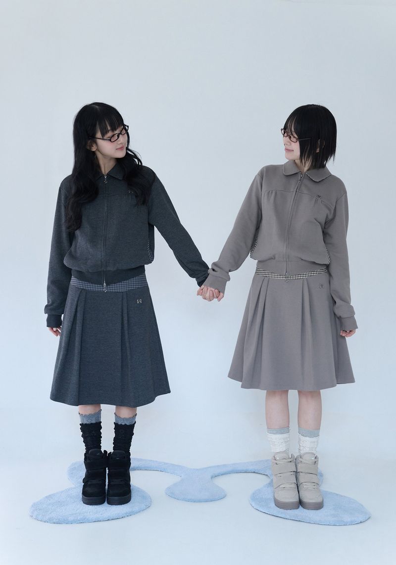 MINI CHECK SWEAT SK CHARCOAL