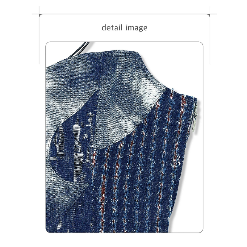 DENIM CORSET TUBE TOP_DEEP BLUE