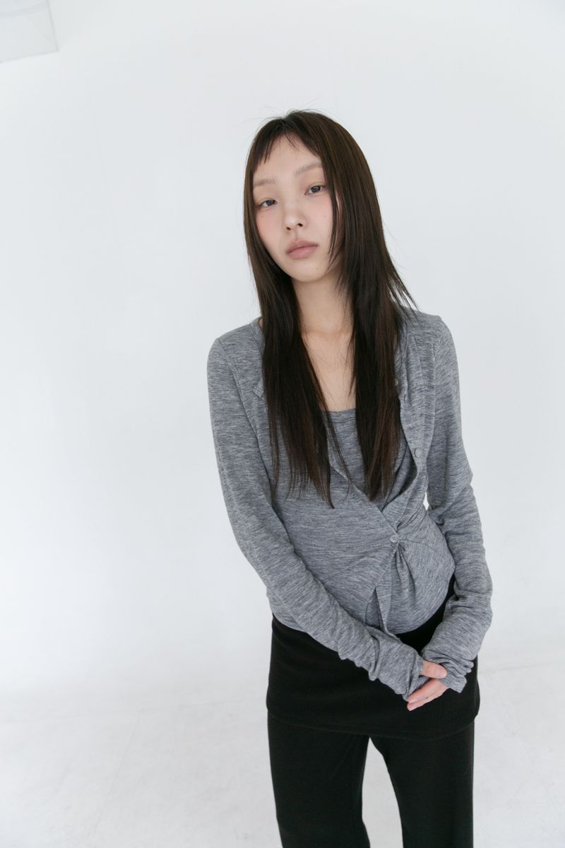 melange layered cardigan top(3colors)