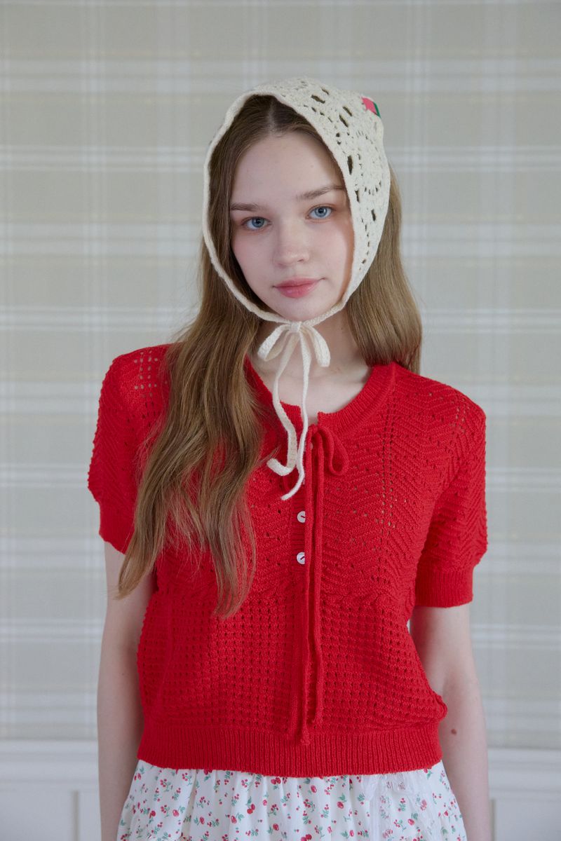 PINK PINEAPPLE(ピンクパイナップル)の「RUSTIC FLOWER CROCHET KERCHIEF(Hair Accessories)」
