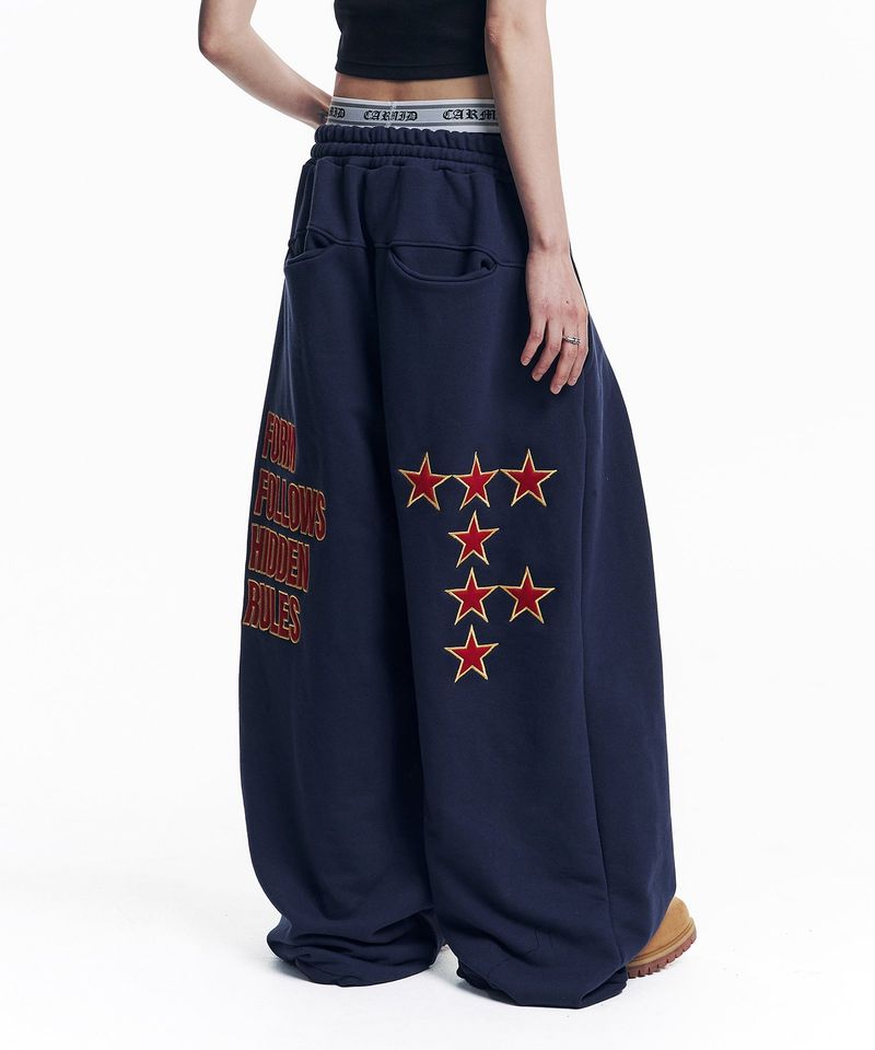 EASY NO EASY（イージーノーイージー）の「Star Lettering Patch Sweat Pants - Navy（Pants）」