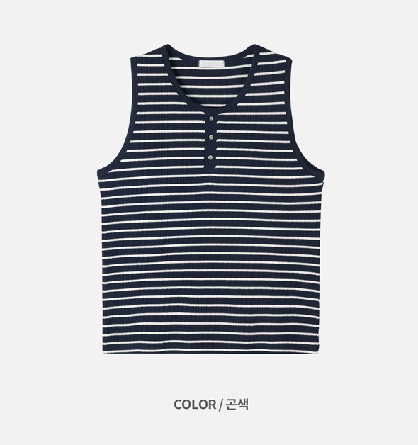 [S/S] Stripe henry neck sleeveless(3color)