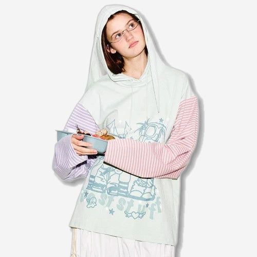 La mode MAQI（ラ モード マキ）の「Color Stripe Rabbit Hoodie（Tops）」
