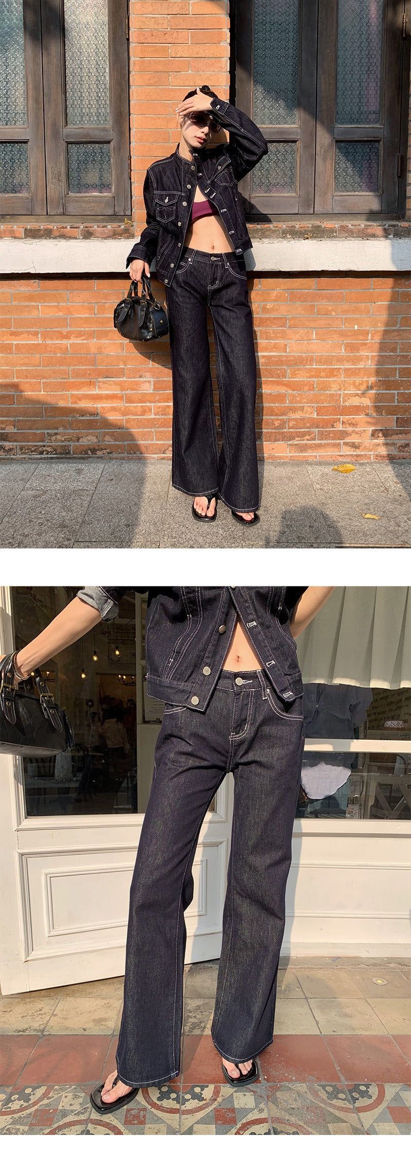Black jeans stitch denim jacket (TOP)