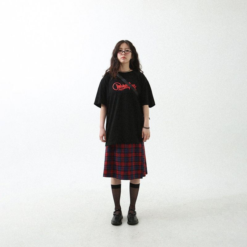 TARTAN CHECK WRAP SKIRT RED